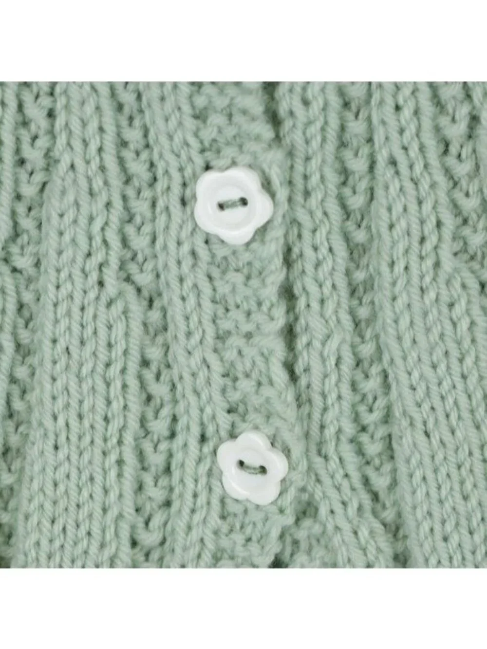 Handmade Infant Size 6-12 Months Green Ribbed Cap Sleeve Button Up Cardigan
